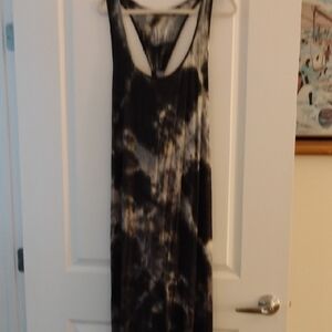 Pinc Black and Gray Tie-Dye Maxi Dress